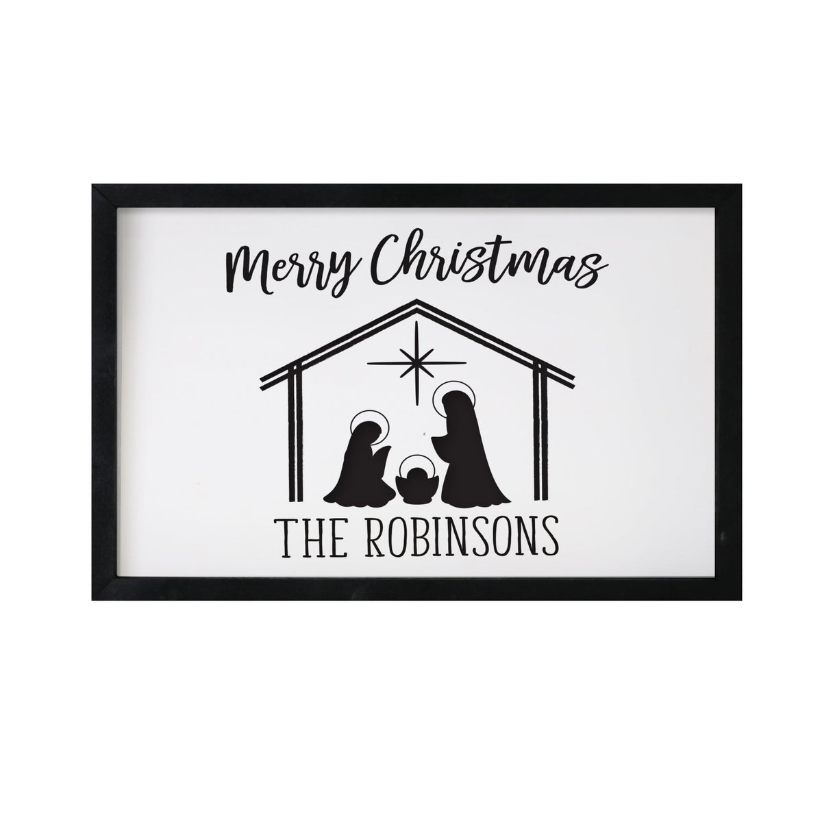 Personalized Merry Christmas Framed Shadow Box - Nativity Christmas - LifeSong Milestones