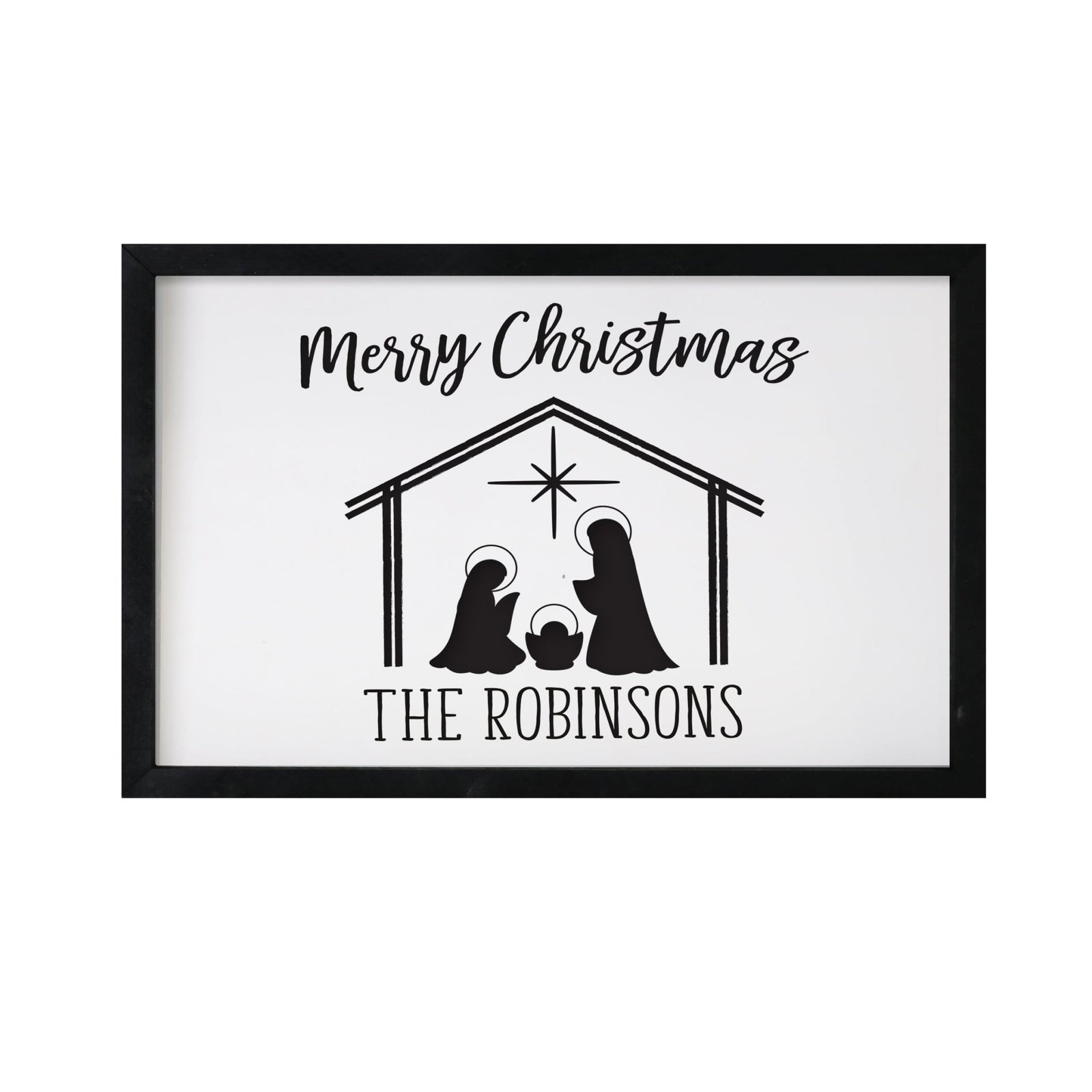 Personalized Merry Christmas Framed Shadow Box - Nativity Christmas - LifeSong Milestones
