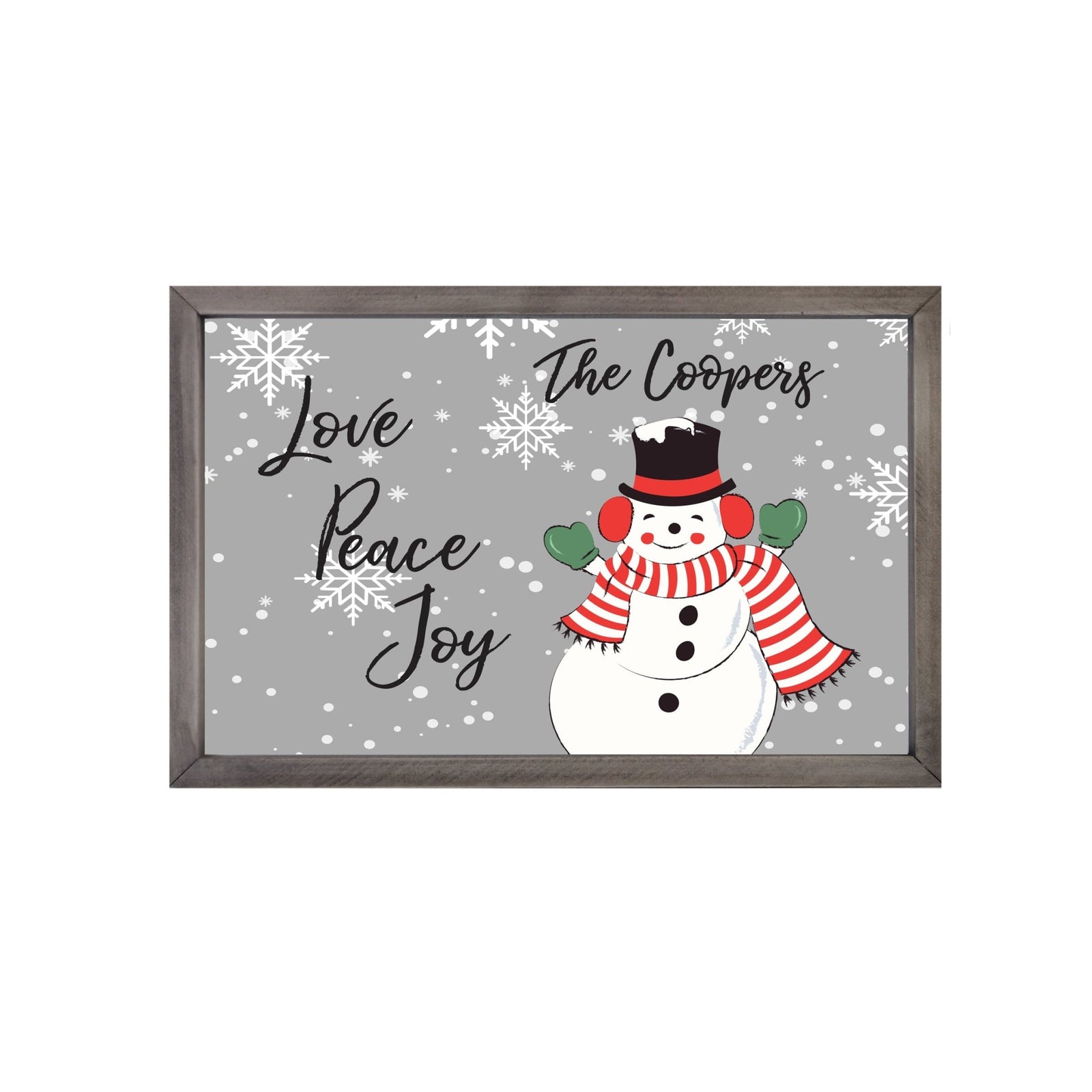 Personalized Merry Christmas Framed Shadow Box - Snowman Love Peace Joy - LifeSong Milestones