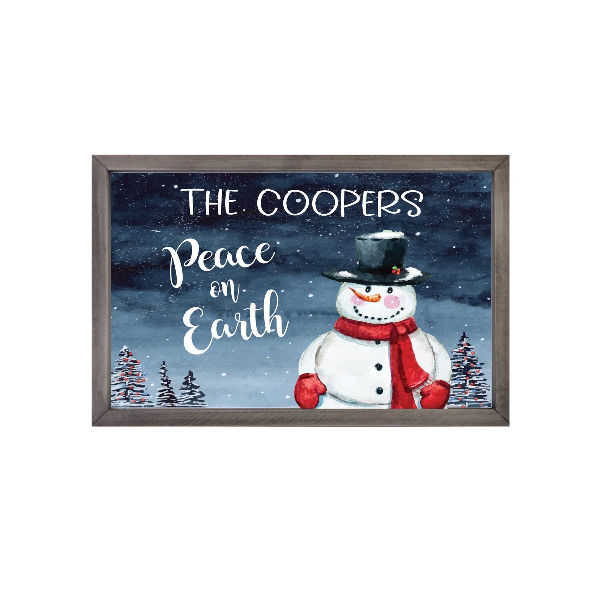 Personalized Merry Christmas Framed Shadow Box - Snowman Peace On Earth - LifeSong Milestones