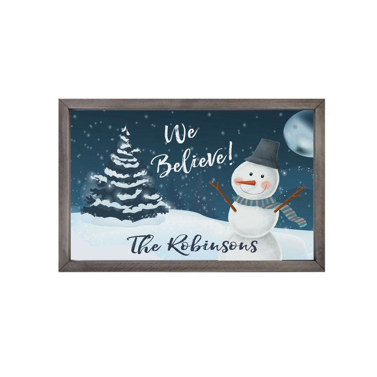 Personalized Merry Christmas Framed Shadow Box - Snowman We Believe - LifeSong Milestones