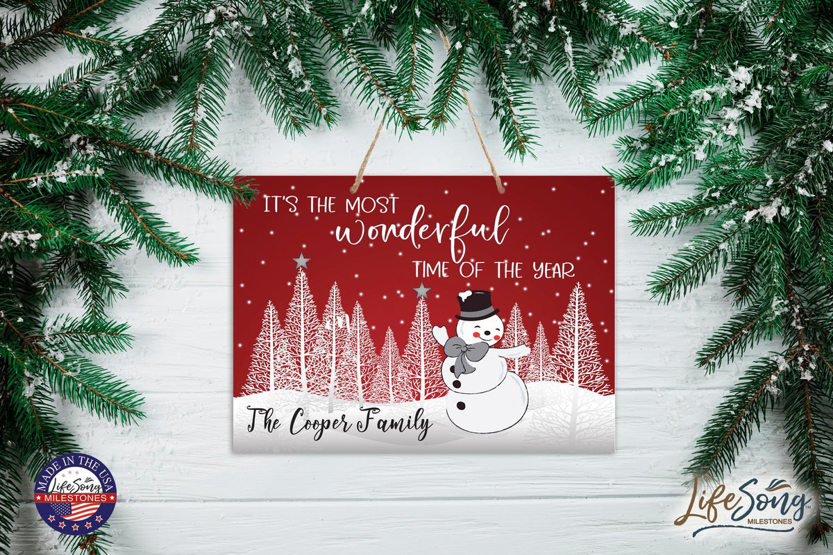 Personalized Merry Christmas Hanging Sign - It’s The Most Wonderful - LifeSong Milestones