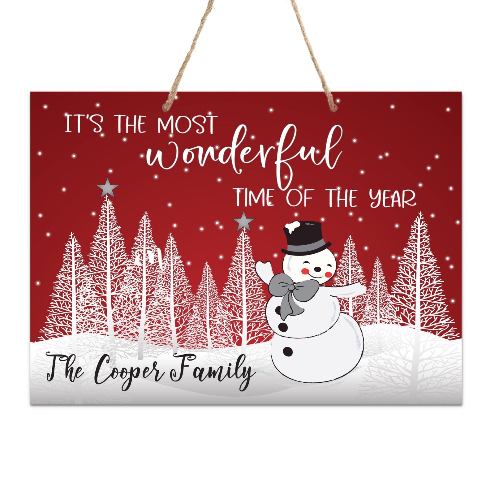 Personalized Merry Christmas Hanging Sign - It’s The Most Wonderful - LifeSong Milestones
