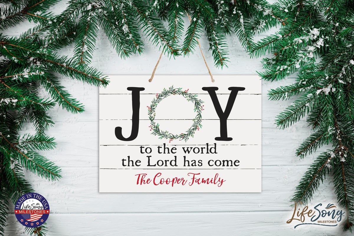Personalized Merry Christmas Hanging Sign - Joy To The World - LifeSong Milestones