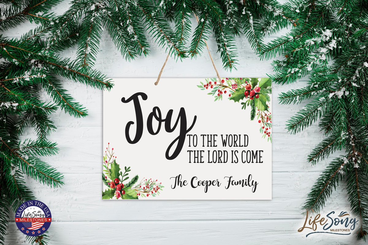 Personalized Merry Christmas Hanging Sign - Joy To The World - LifeSong Milestones