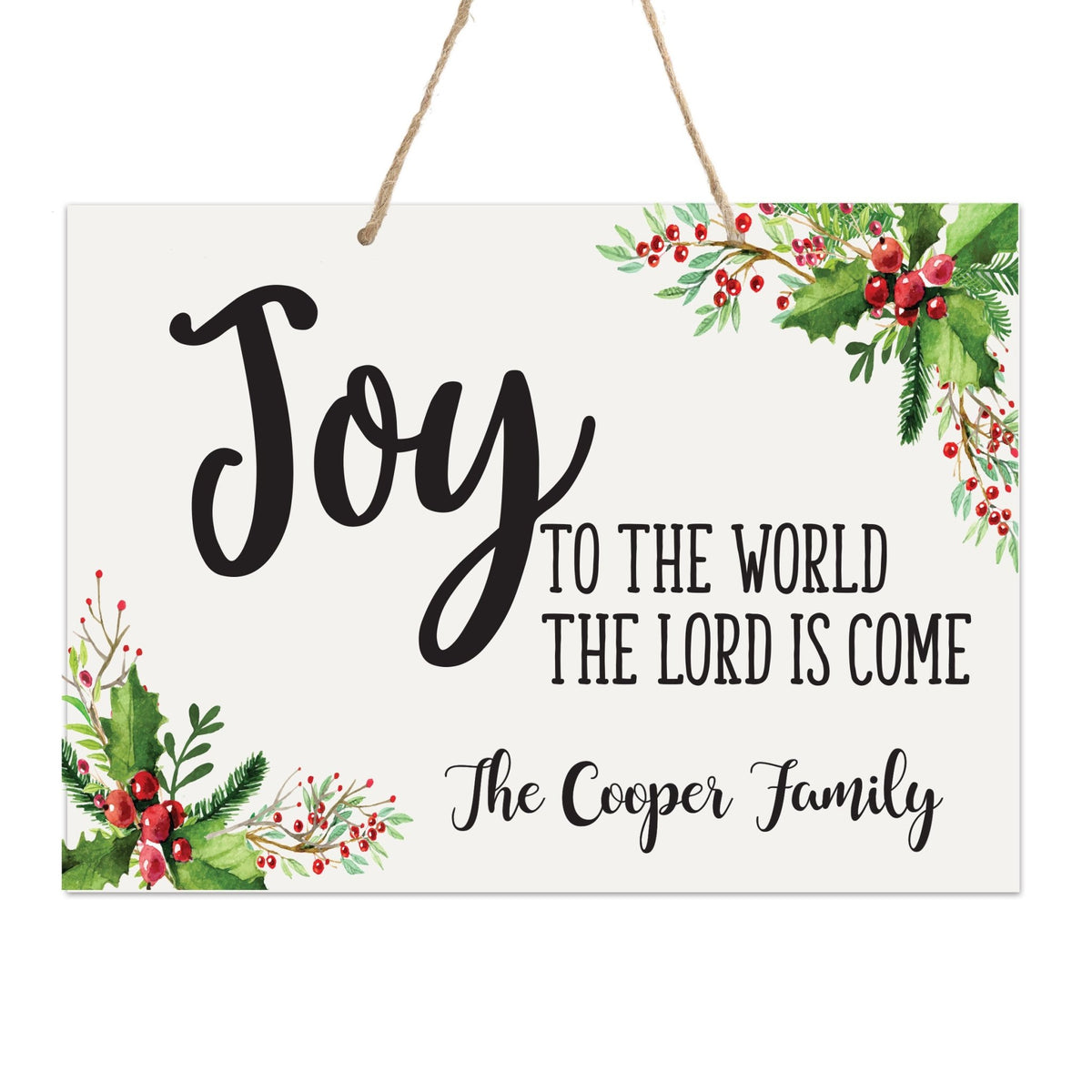 Personalized Merry Christmas Hanging Sign - Joy To The World - LifeSong Milestones