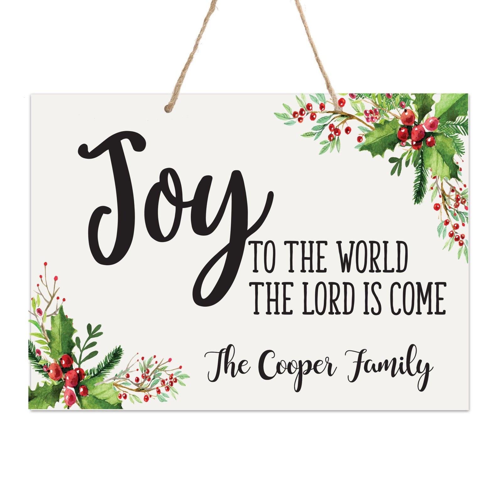 Personalized Merry Christmas Hanging Sign - Joy To The World - LifeSong Milestones