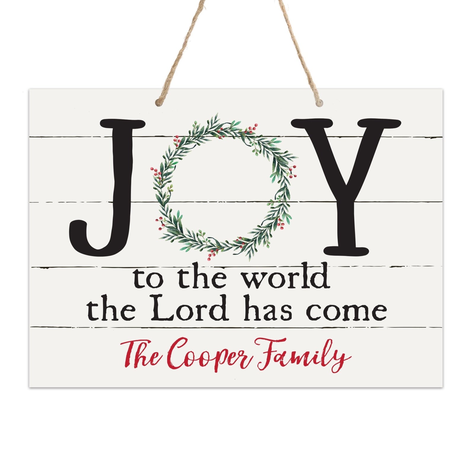 Personalized Merry Christmas Hanging Sign - Joy To The World - LifeSong Milestones