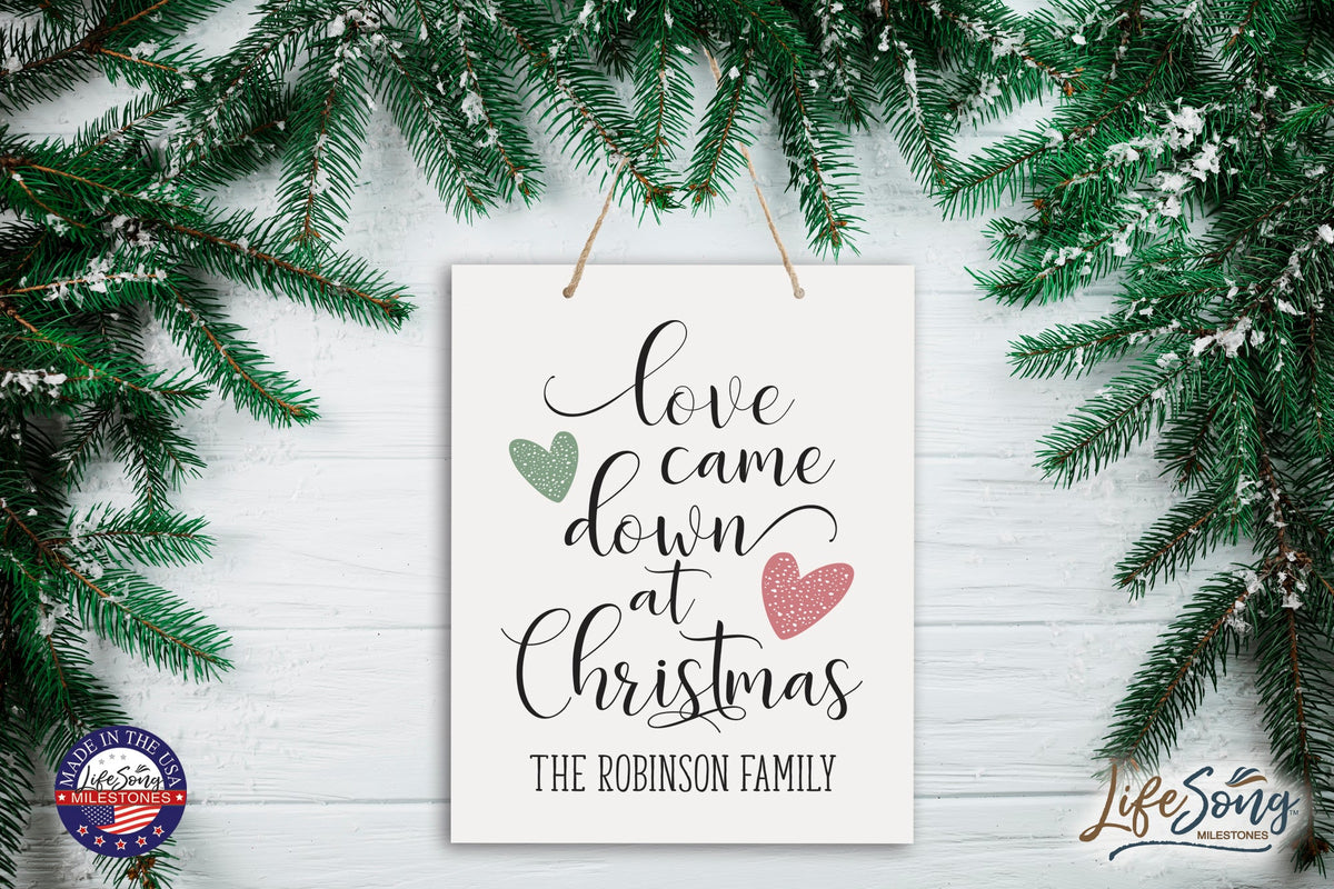 Personalized Merry Christmas Hanging Sign - Love Came Down - LifeSong Milestones