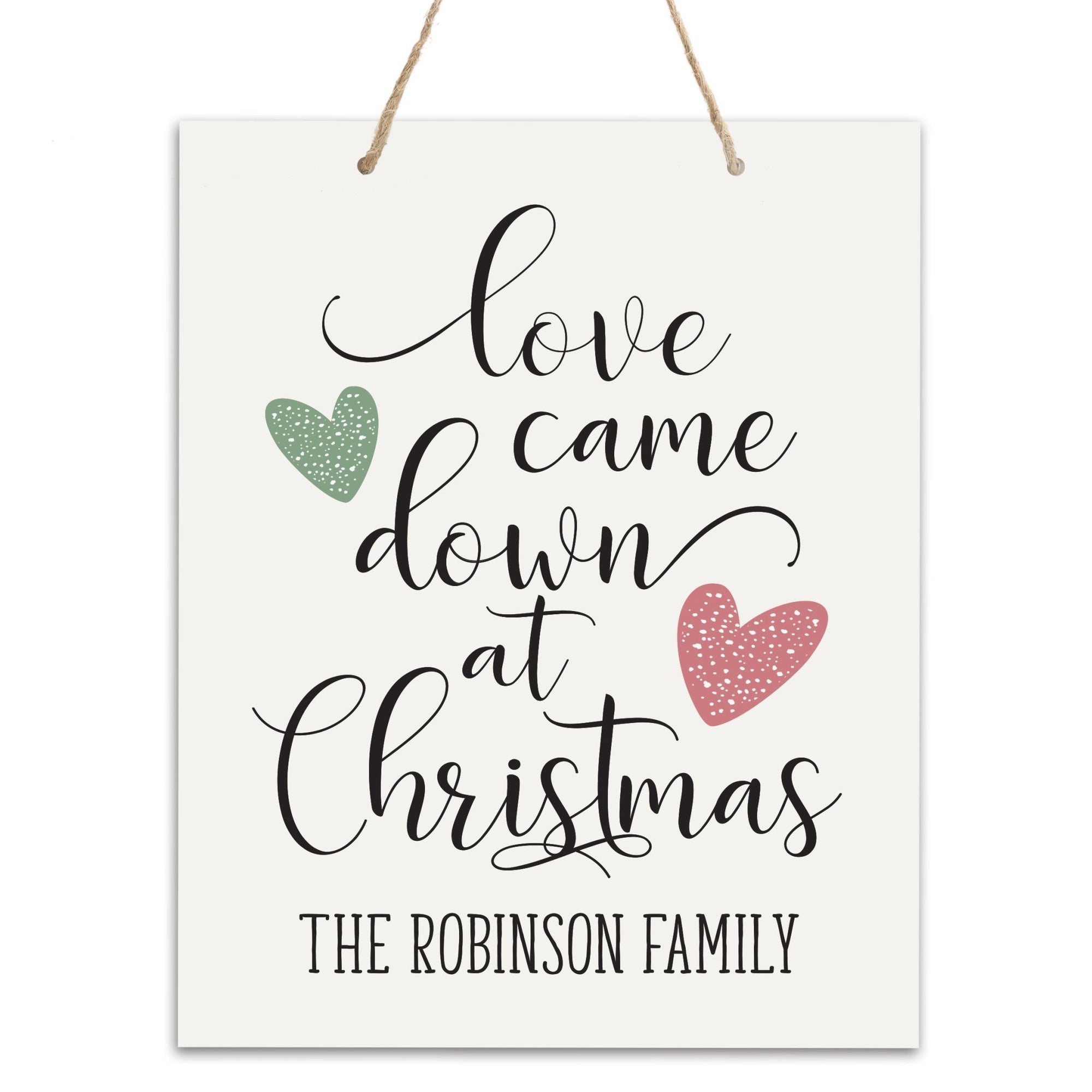 Personalized Merry Christmas Hanging Sign - Love Came Down - LifeSong Milestones