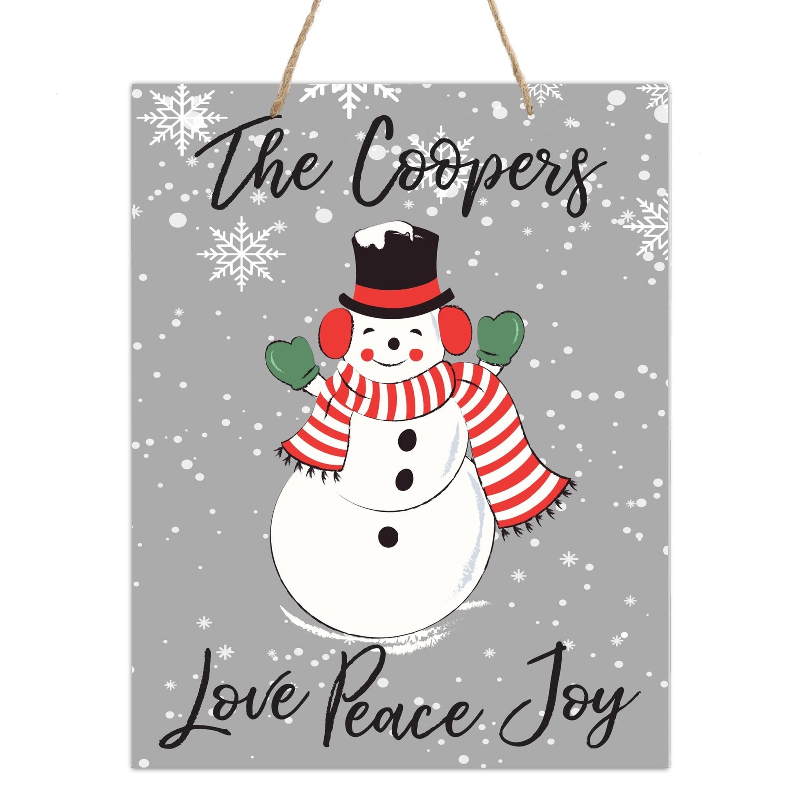 Personalized Merry Christmas Hanging Sign - Love Peace Joy - LifeSong Milestones