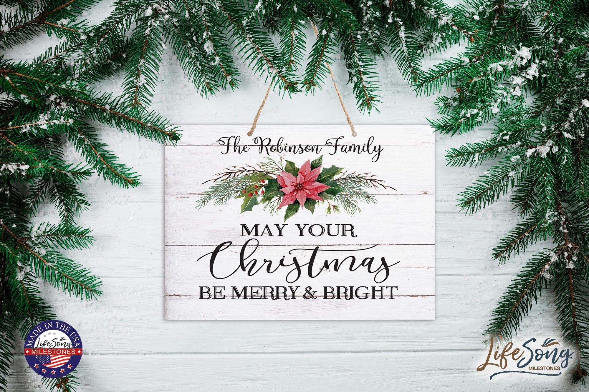 Personalized Merry Christmas Hanging Sign - May Your Christmas - LifeSong Milestones