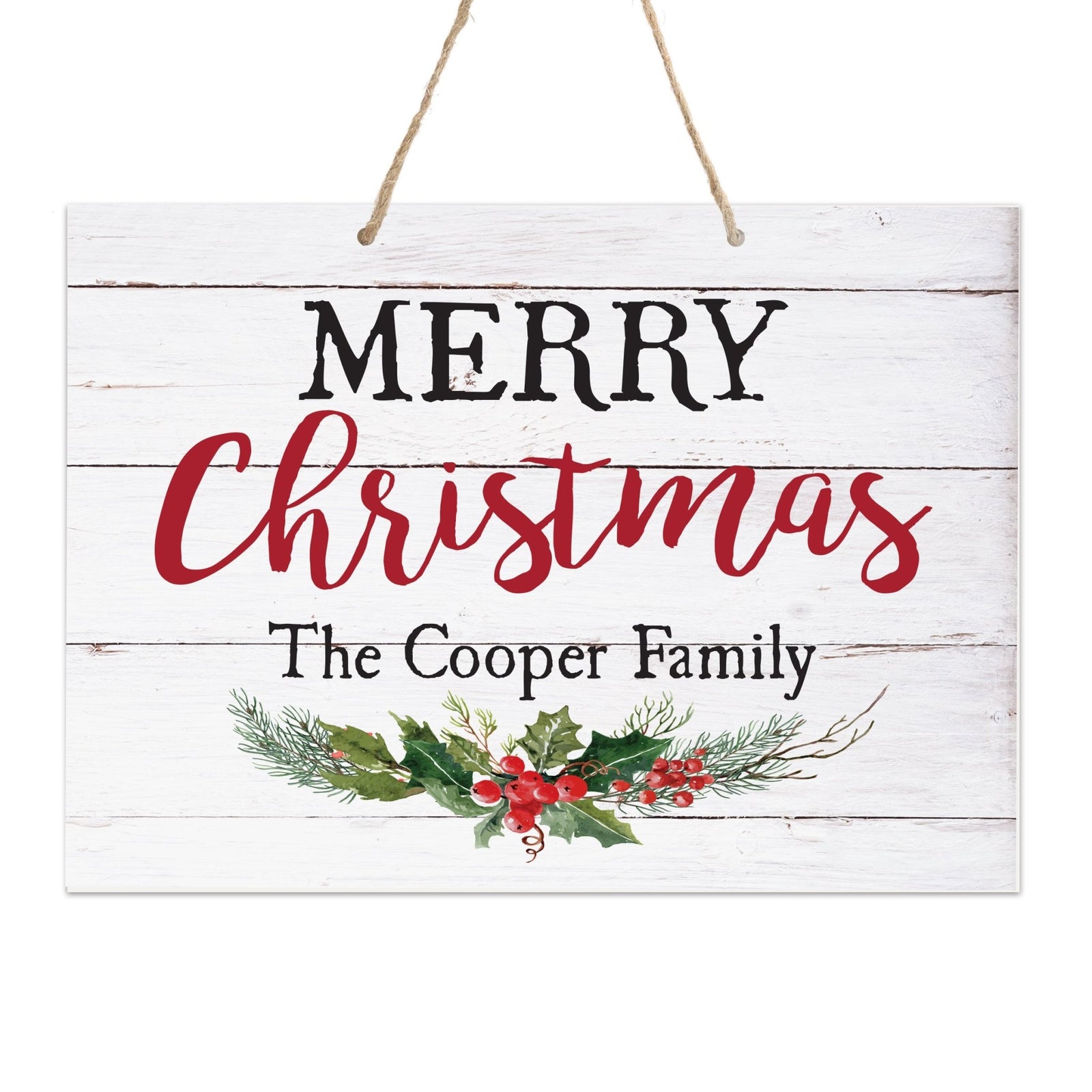 Personalized Merry Christmas Hanging Sign - Merry Christmas - LifeSong Milestones