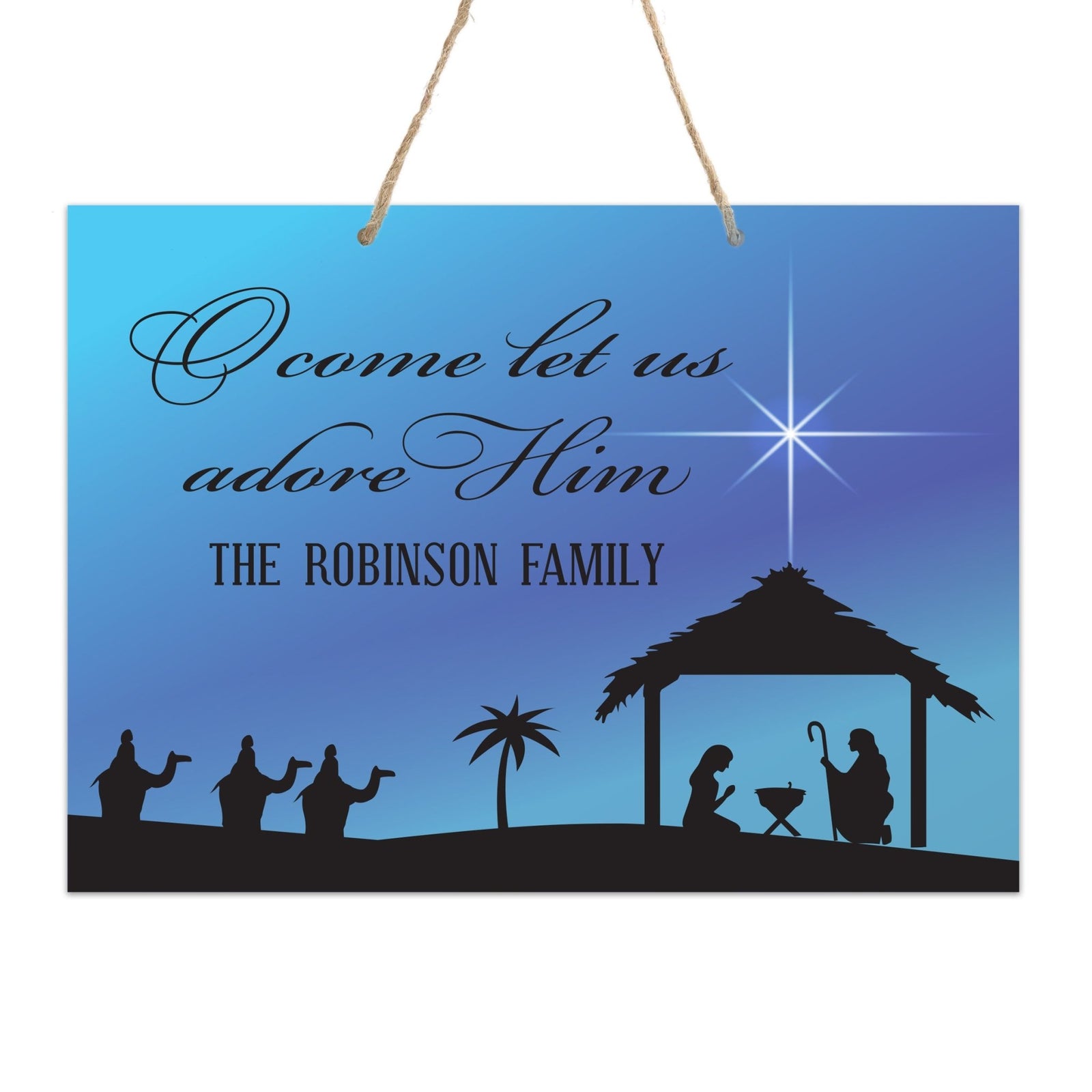 Personalized Merry Christmas Hanging Sign - O Come - LifeSong Milestones