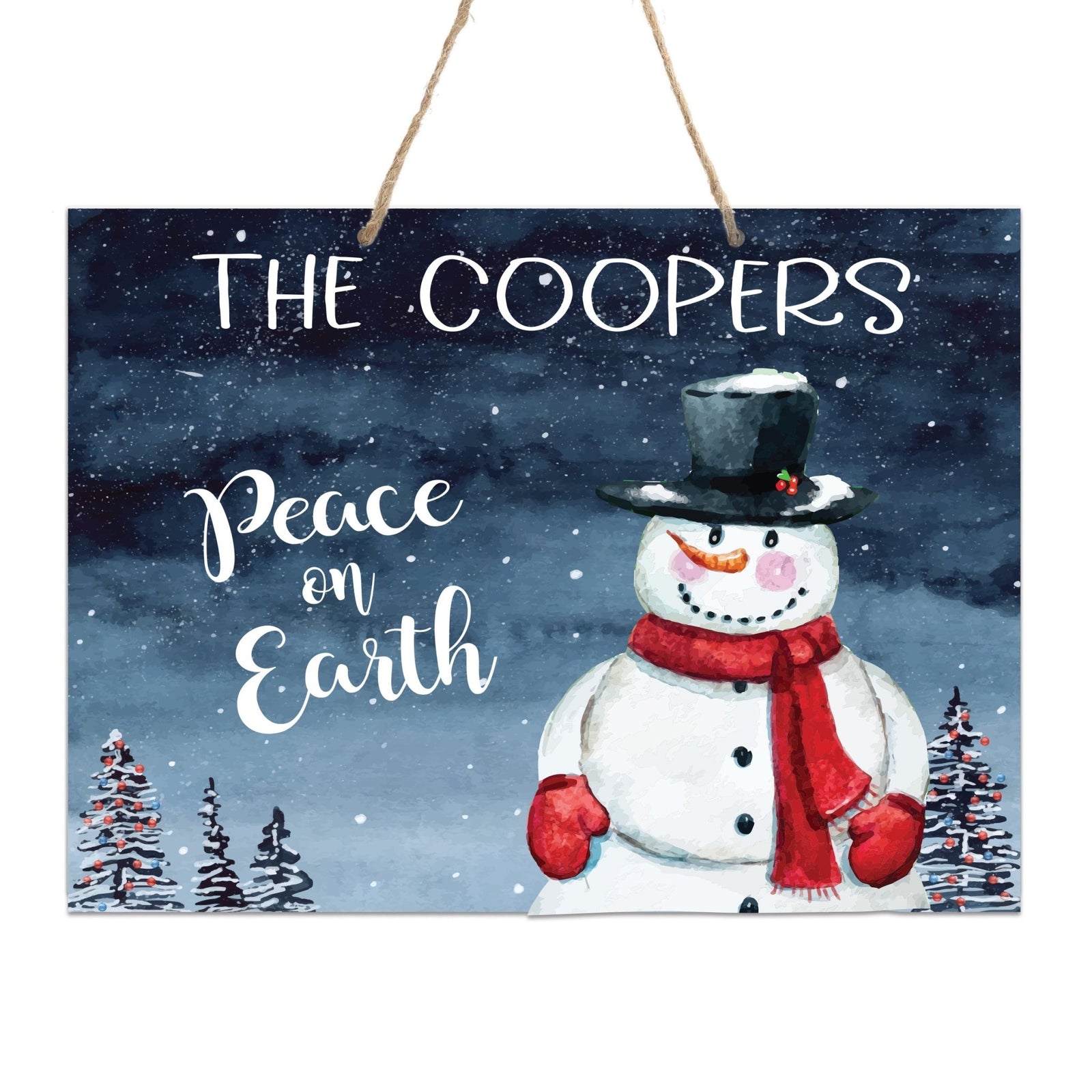 Personalized Merry Christmas Hanging Sign - Peace On Earth - LifeSong Milestones