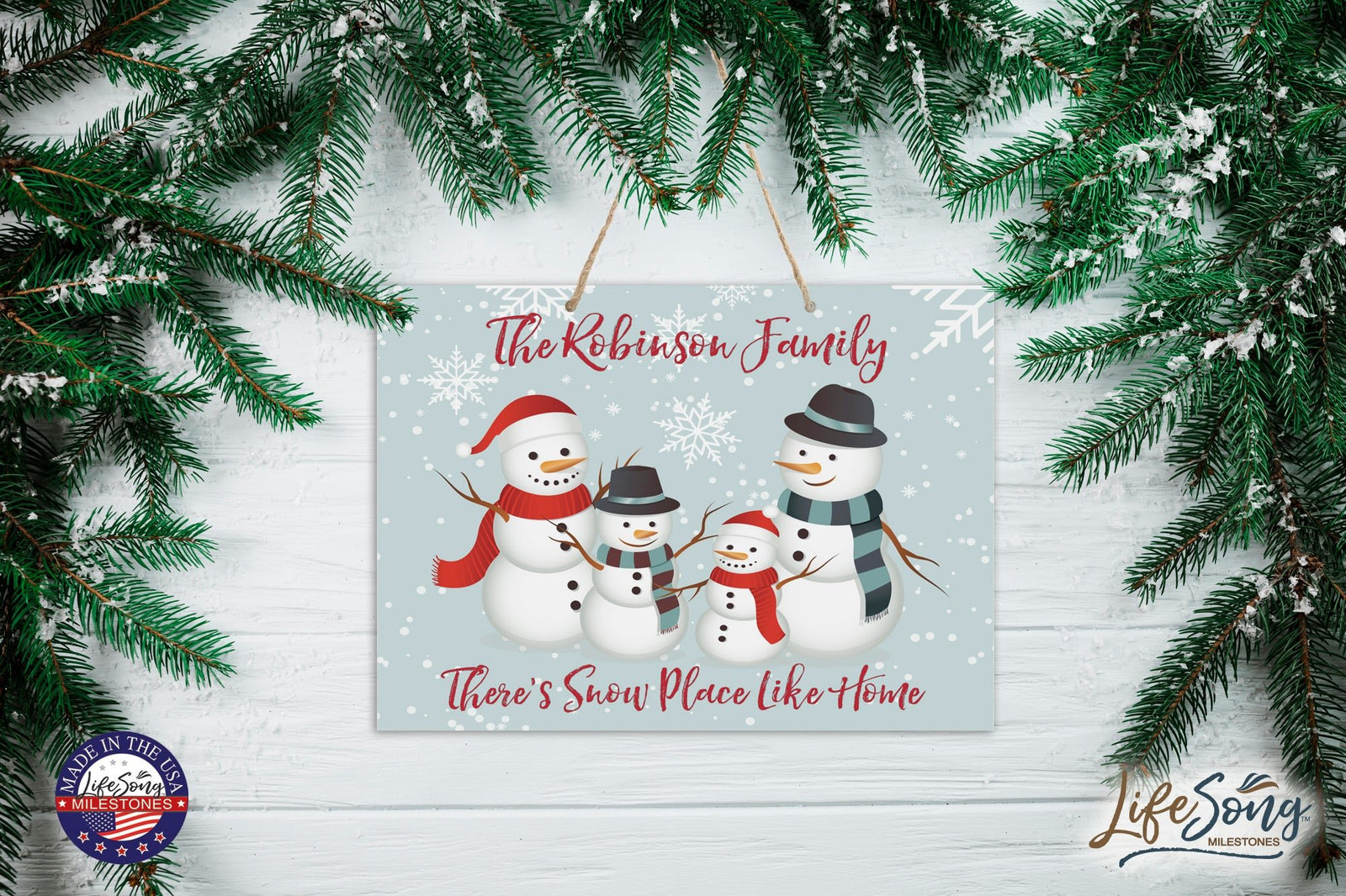 Personalized Merry Christmas Hanging Sign - Snow Place Like Home - LifeSong Milestones