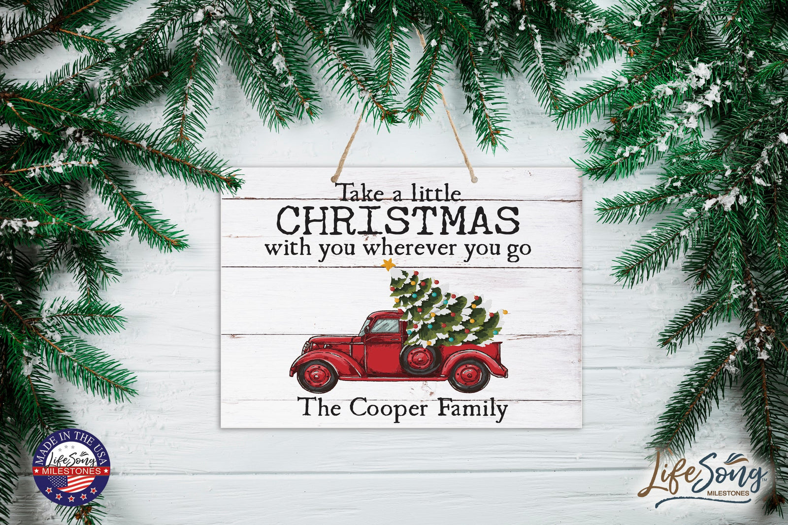 Personalized Merry Christmas Hanging Sign - Take A Little - LifeSong Milestones