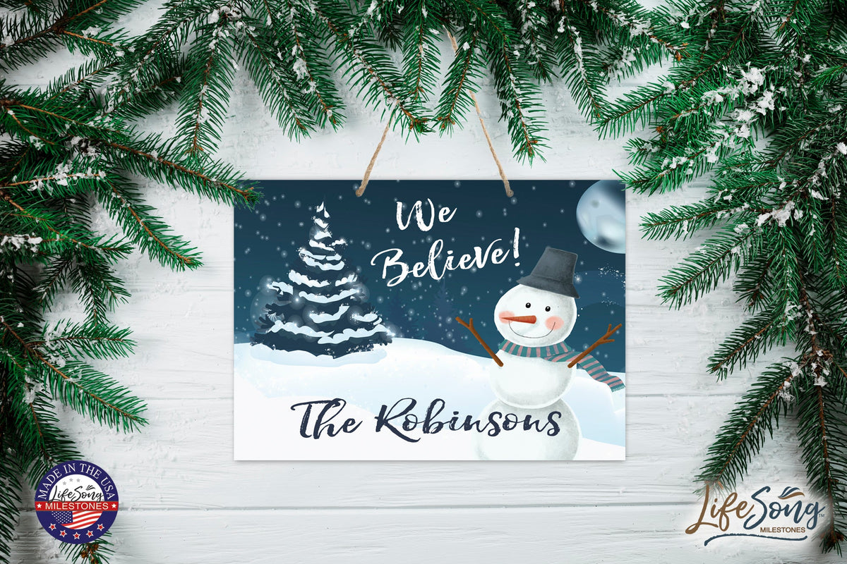 Personalized Merry Christmas Hanging Sign - We Believe - LifeSong Milestones