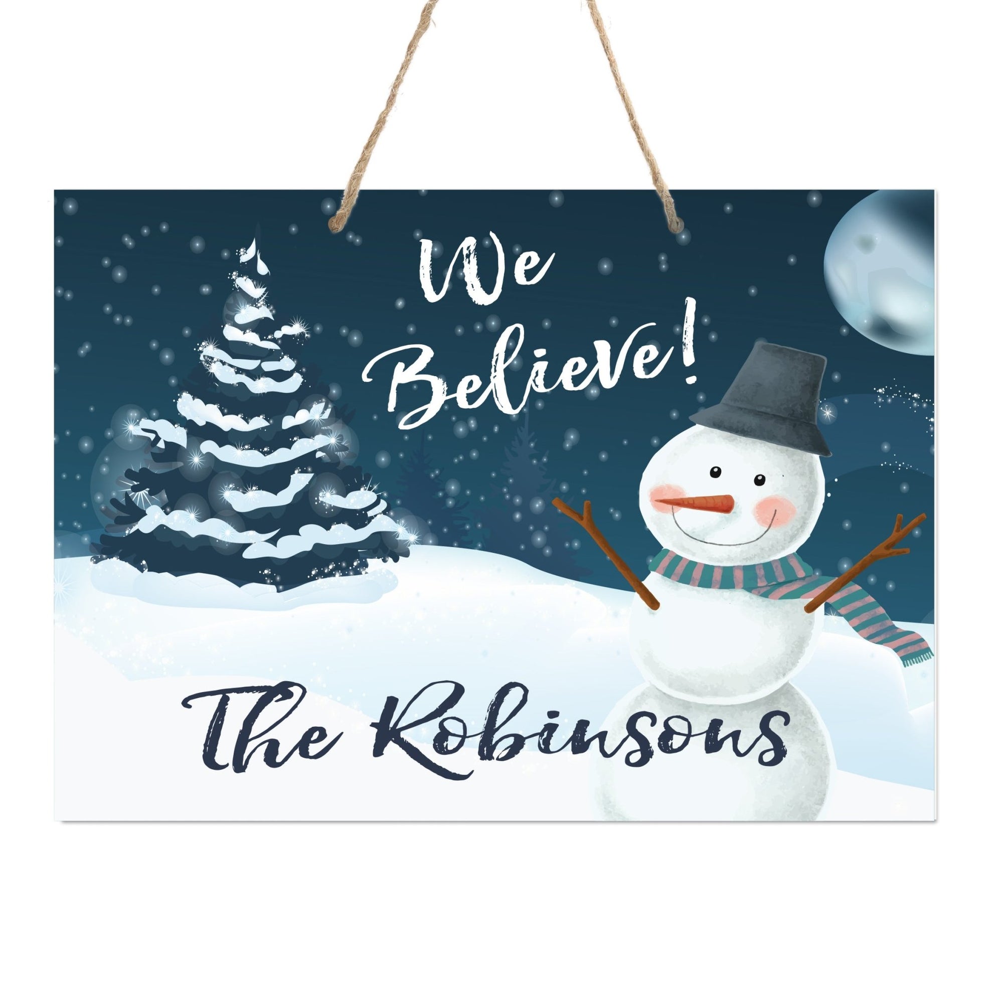 Personalized Merry Christmas Hanging Sign - We Believe - LifeSong Milestones
