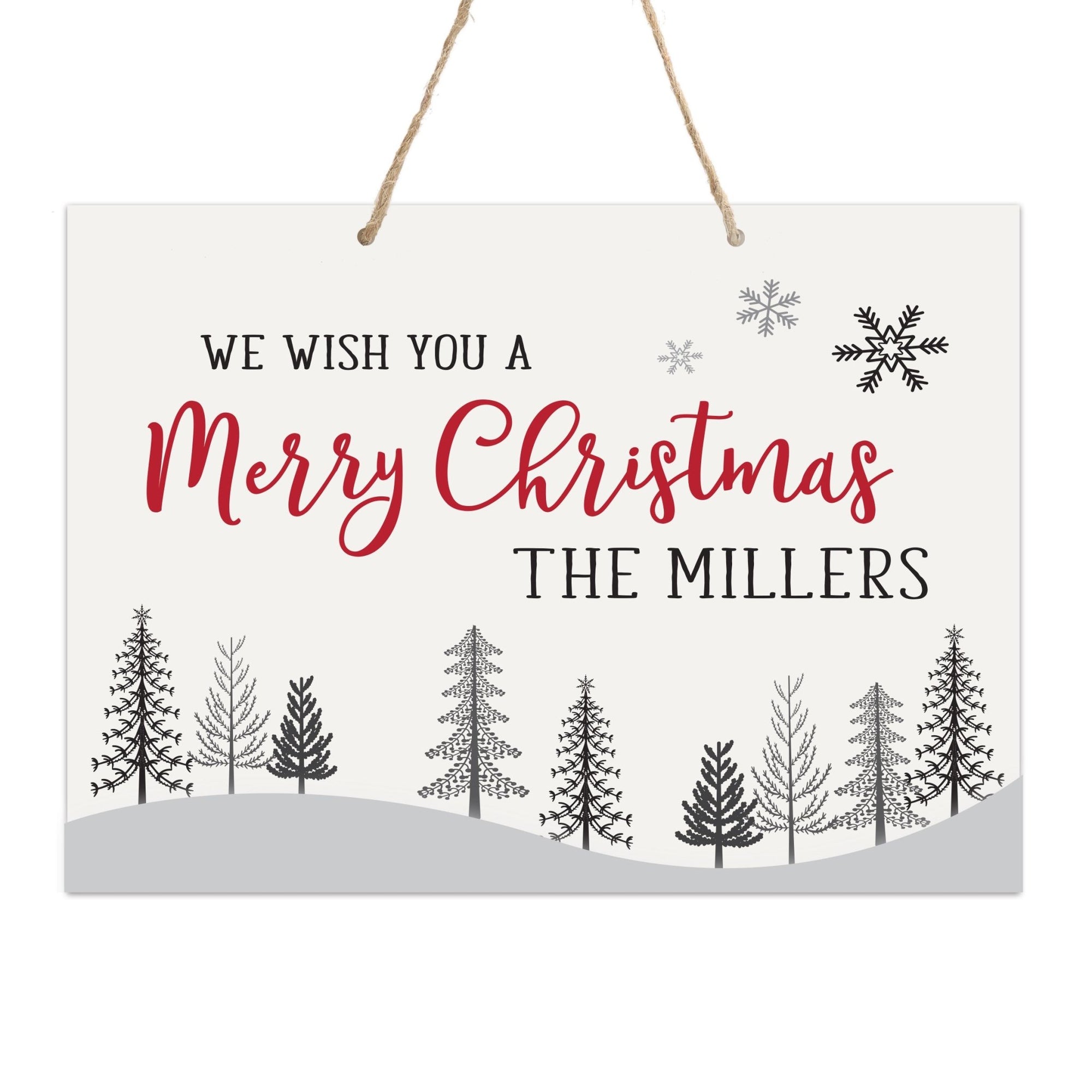 Personalized Merry Christmas Hanging Sign - We Wish You - LifeSong Milestones