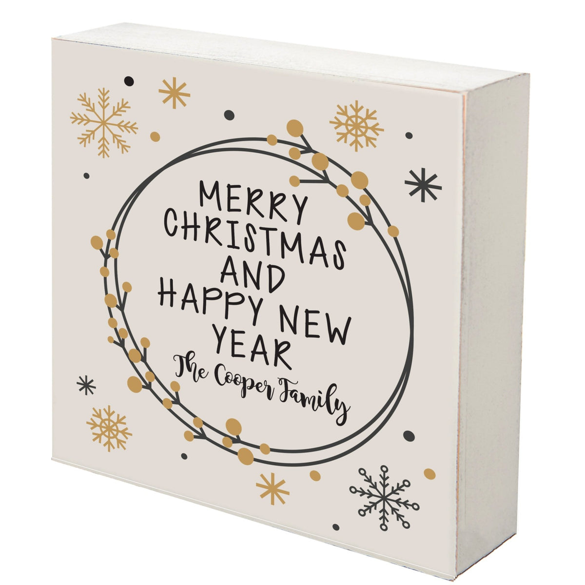 Personalized Merry Christmas Shadow Box - Black Gold Christmas - LifeSong Milestones