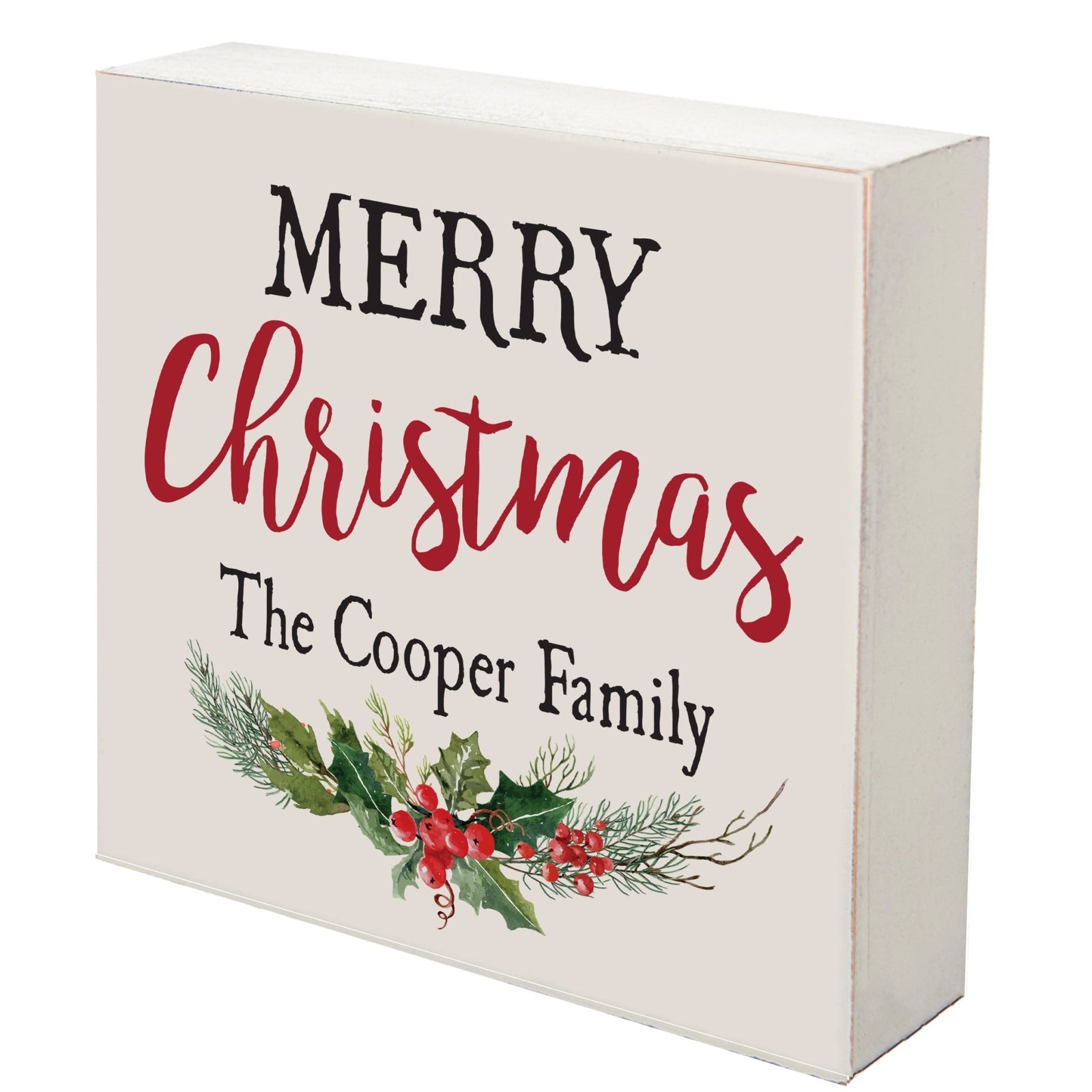 Personalized Merry Christmas Shadow Box - Black Red Christmas - LifeSong Milestones