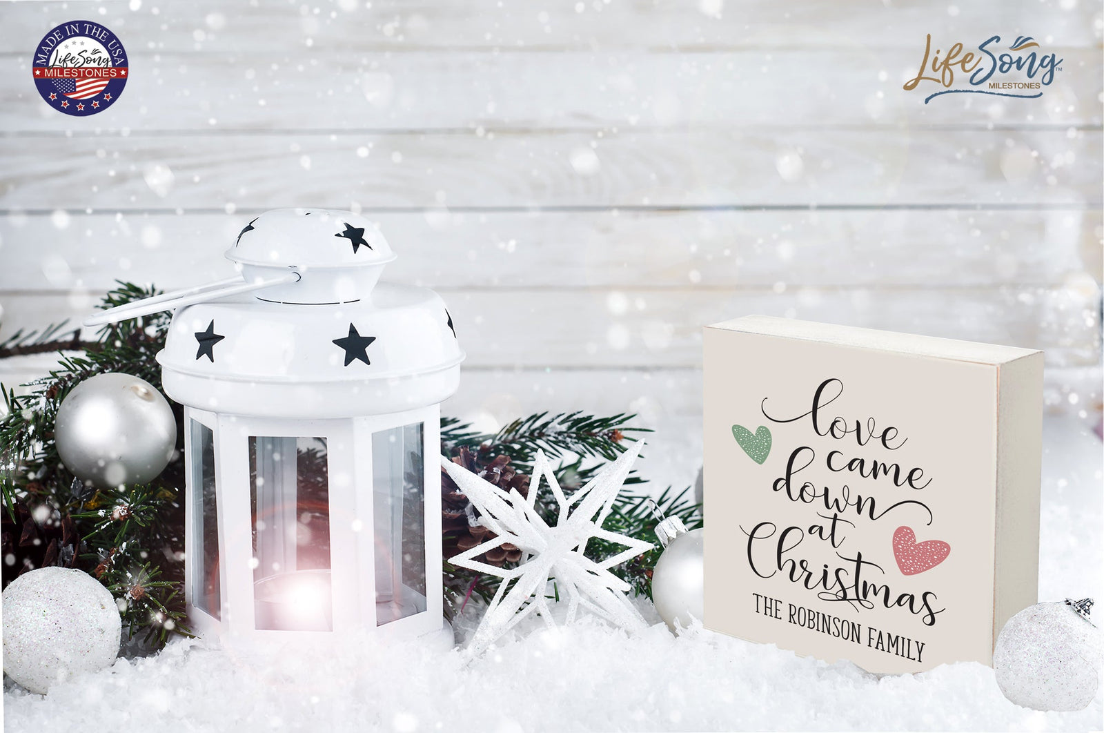 Personalized Merry Christmas Shadow Box - Love Came Down - LifeSong Milestones