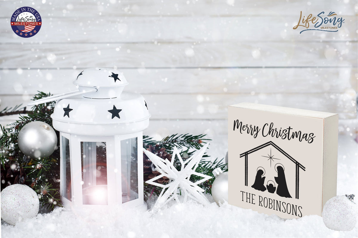 Personalized Merry Christmas Shadow Box - Nativity Scene - LifeSong Milestones
