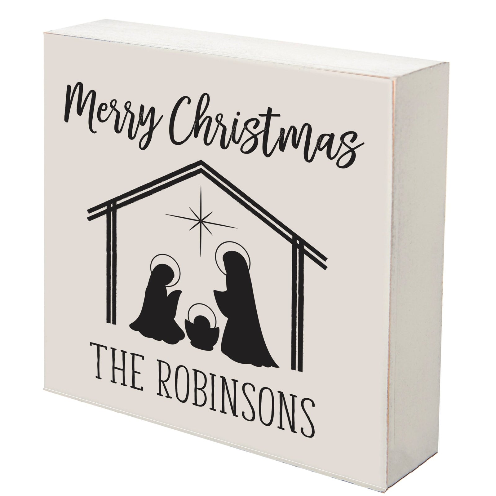 Personalized Merry Christmas Shadow Box - Nativity Scene - LifeSong Milestones