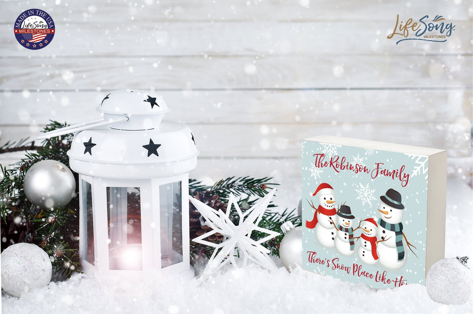 Personalized Merry Christmas Shadow Box - There’s Snow - LifeSong Milestones