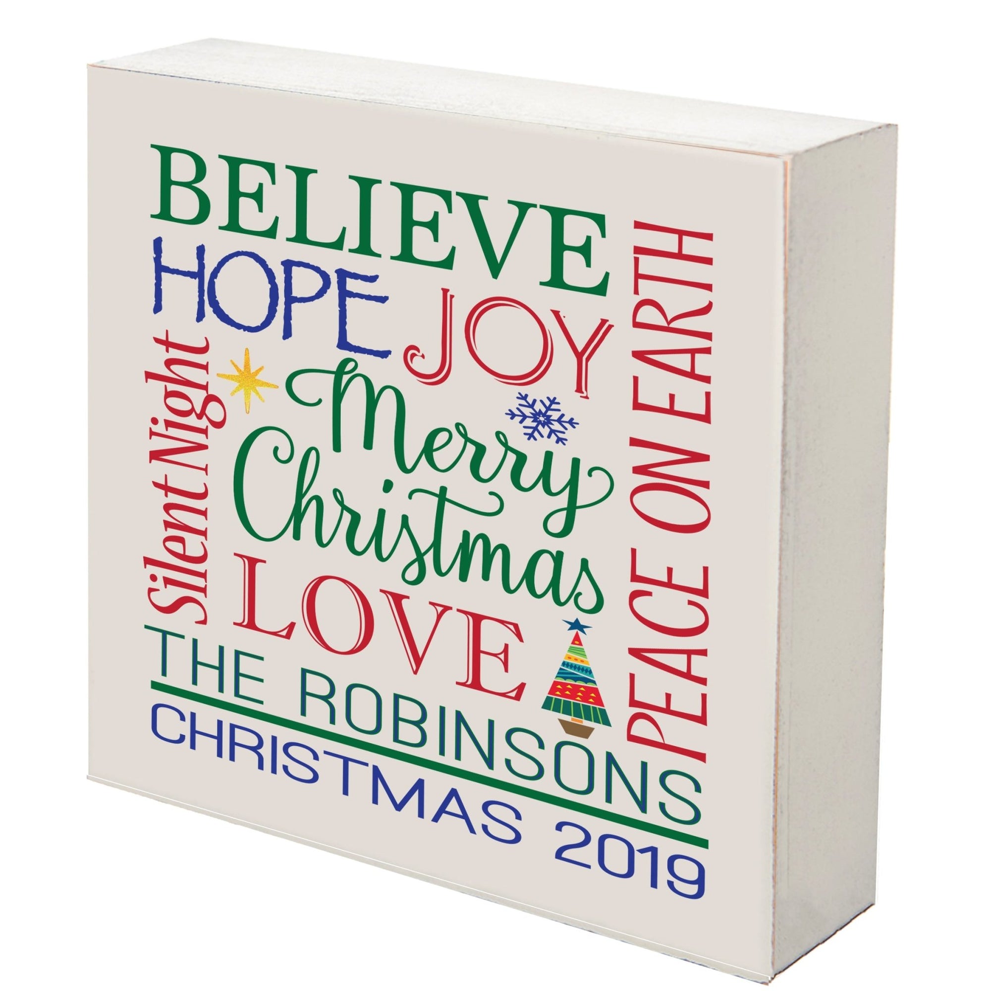 Personalized Merry Christmas Shadow Box - Typography - LifeSong Milestones