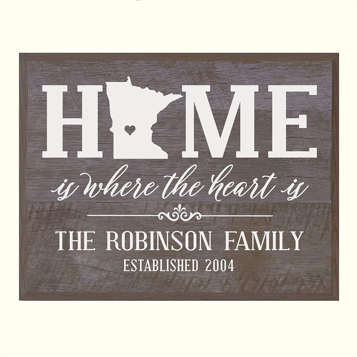 Personalized Minnesota State Home is Where the heart is Sign - LifeSong Milestones