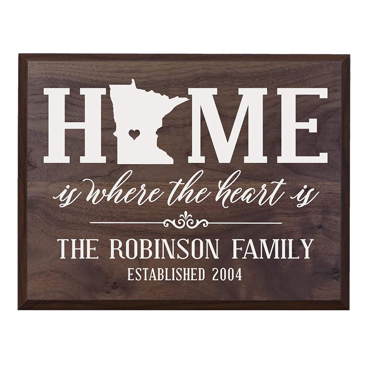 Personalized Minnesota State Home is Where the heart is Sign - LifeSong Milestones