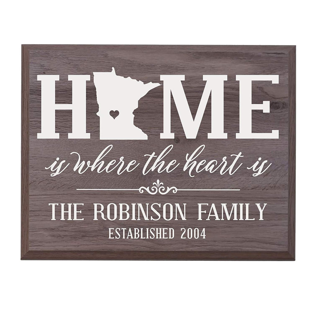 Personalized Minnesota State Home is Where the heart is Sign - LifeSong Milestones