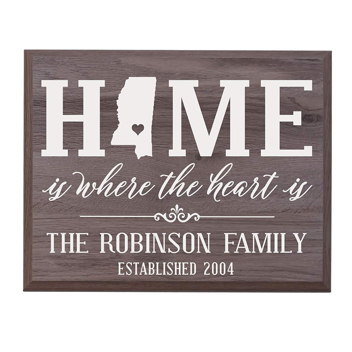 Personalized Mississippi State Home is Where the heart is Sign - LifeSong Milestones