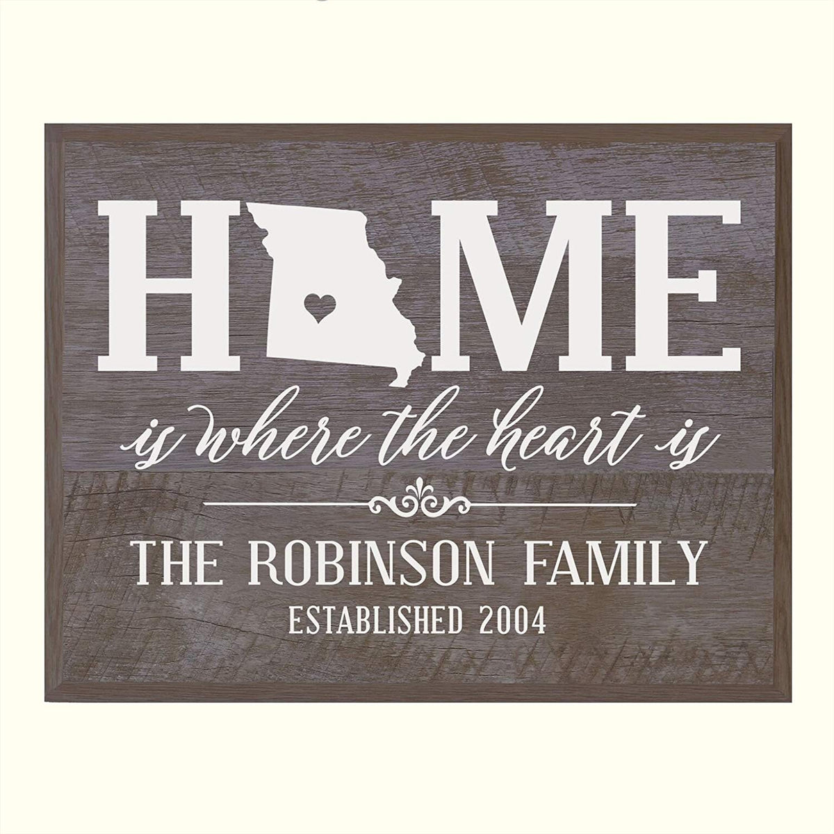 Personalized Missouri State Home is Where the heart is Sign - LifeSong Milestones