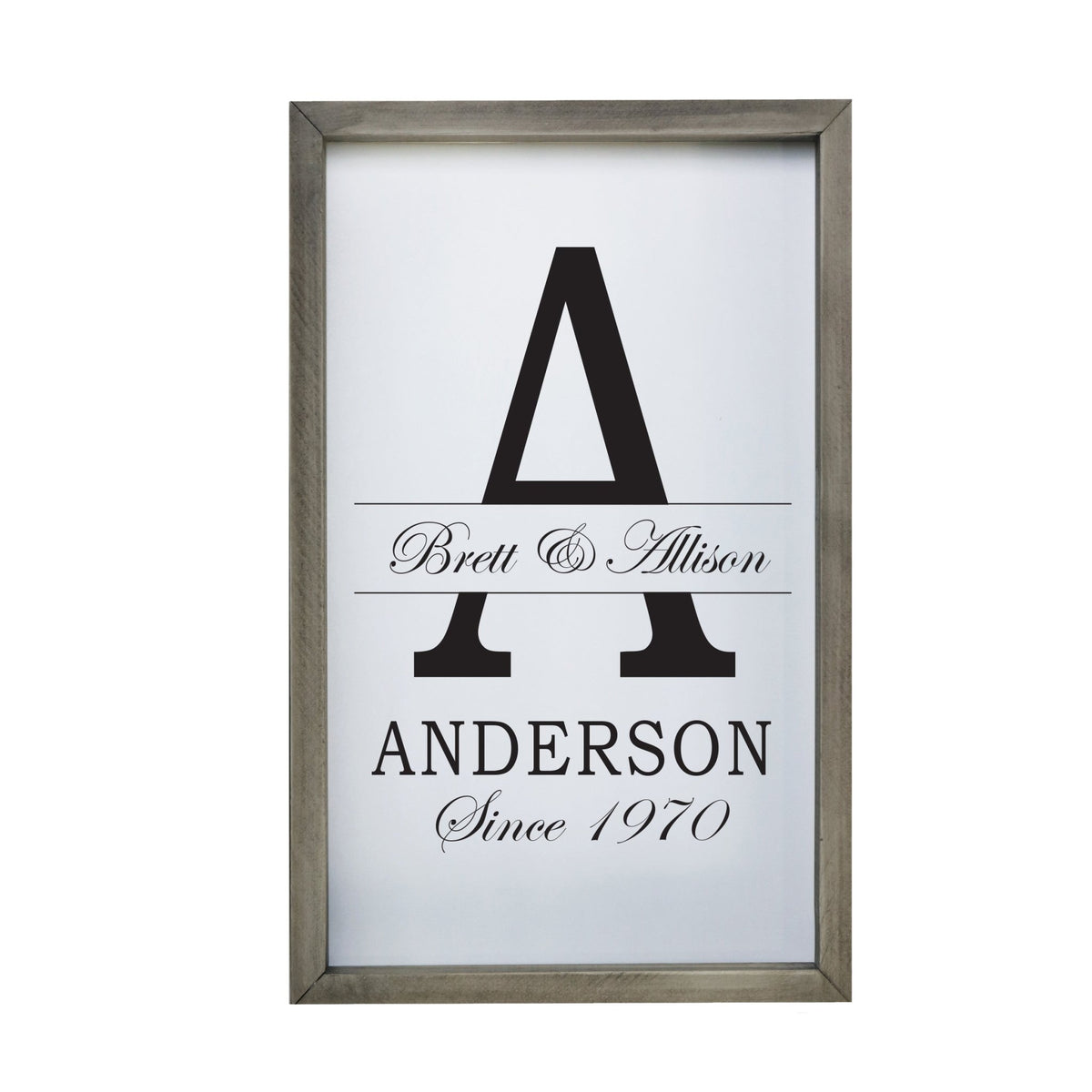 Personalized Modern 12x18in Monogram A Framed Shadow Box Family Sign Home Decor Wall Art Plaque - LifeSong Milestones