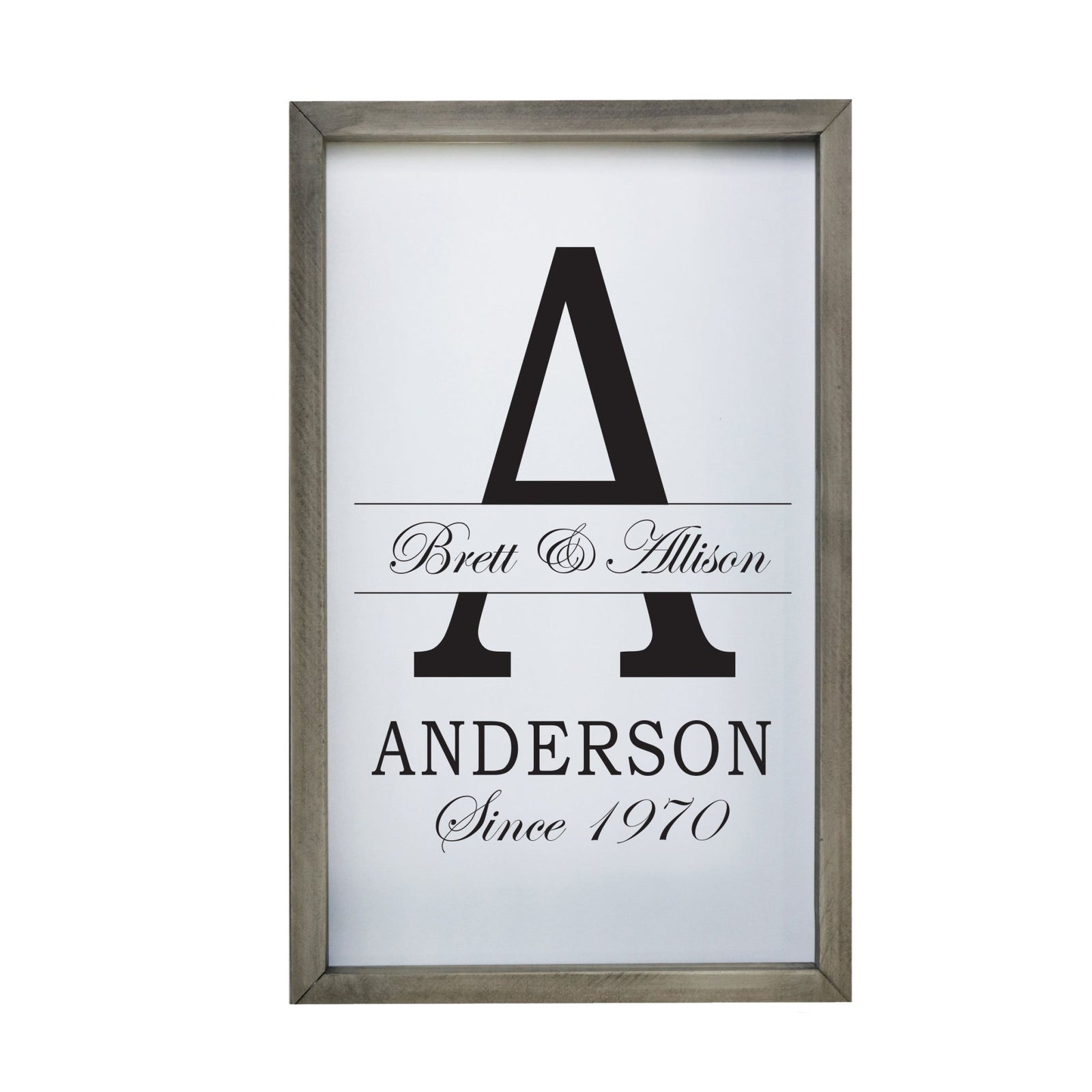 Personalized Modern 12x18in Monogram A Framed Shadow Box Family Sign Home Decor Wall Art Plaque - LifeSong Milestones