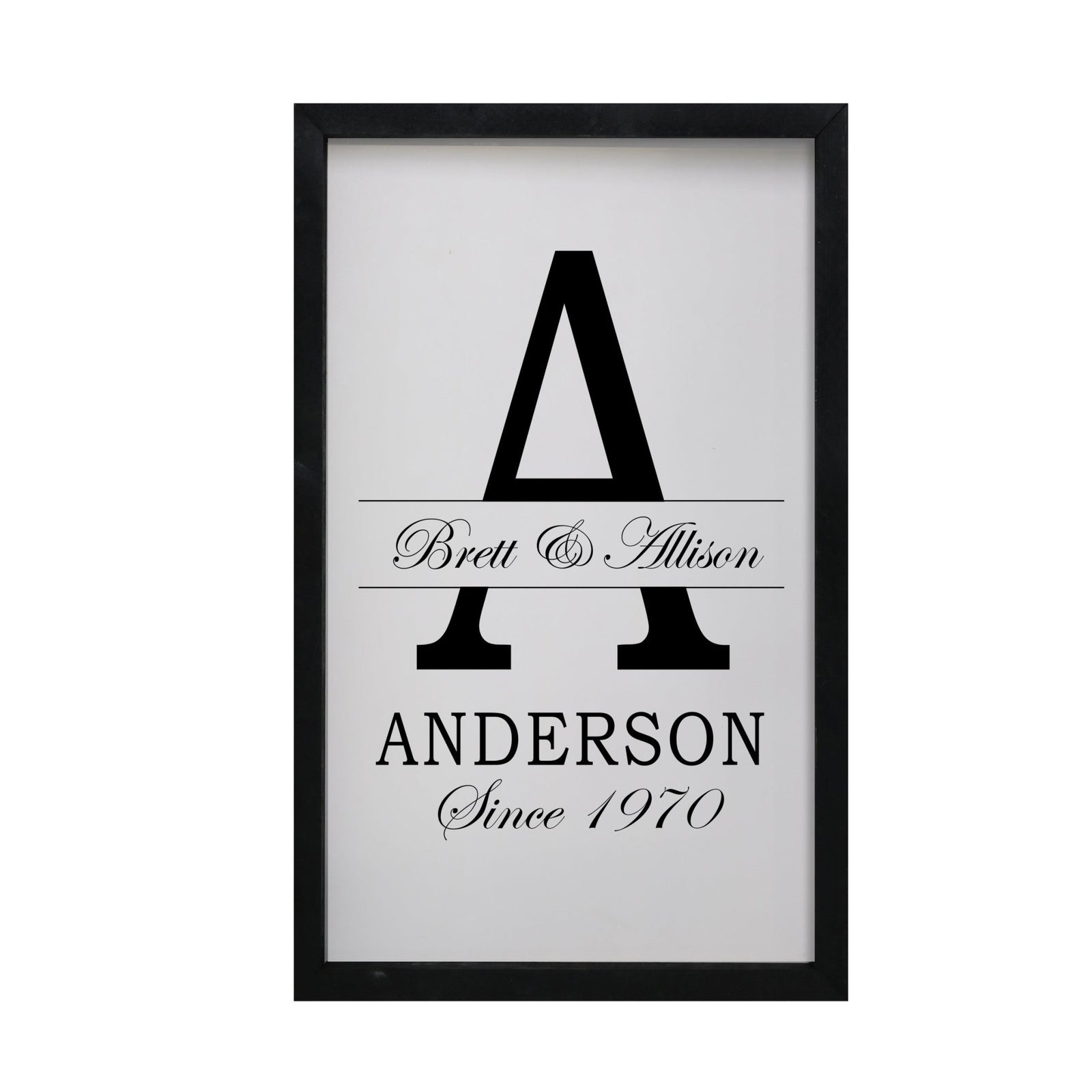 Personalized Modern 12x18in Monogram A Framed Shadow Box Family Sign Home Decor Wall Art Plaque - LifeSong Milestones