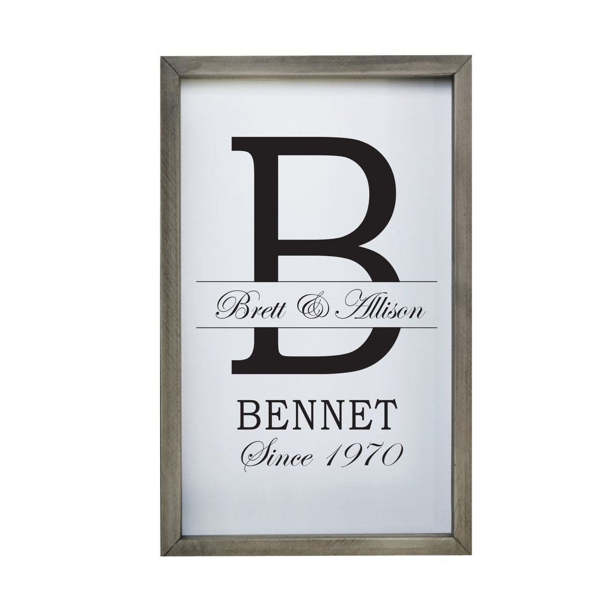 Personalized Modern 12x18in Monogram Letter B - Framed Shadow Box Family Sign Home Decor Wall Art Plaque - LifeSong Milestones