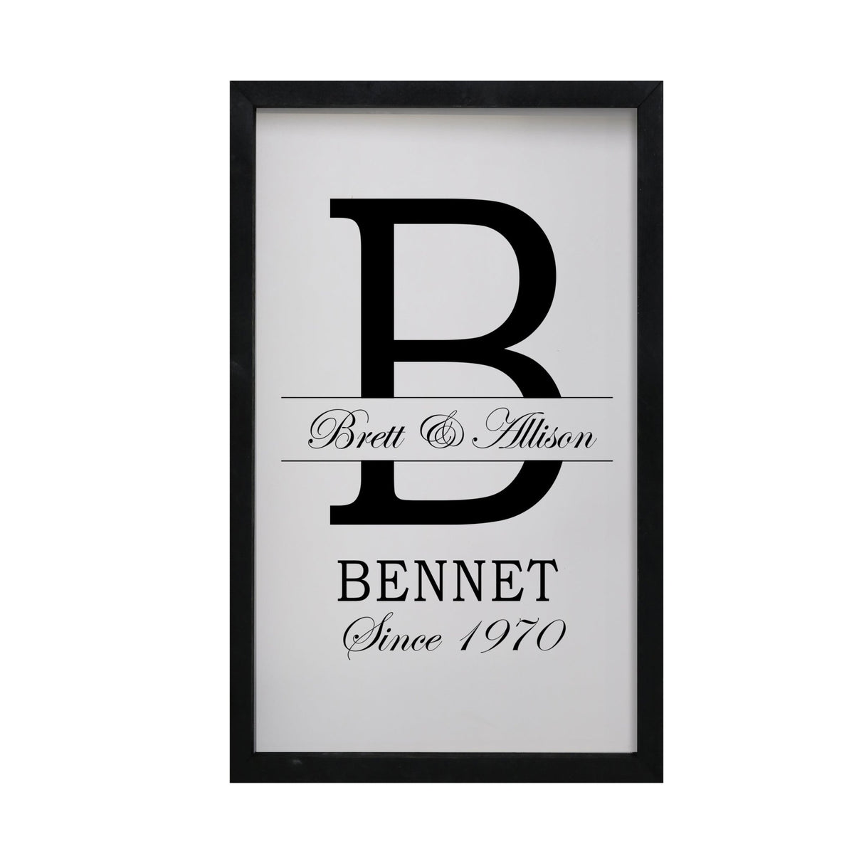 Personalized Modern 12x18in Monogram Letter B - Framed Shadow Box Family Sign Home Decor Wall Art Plaque - LifeSong Milestones