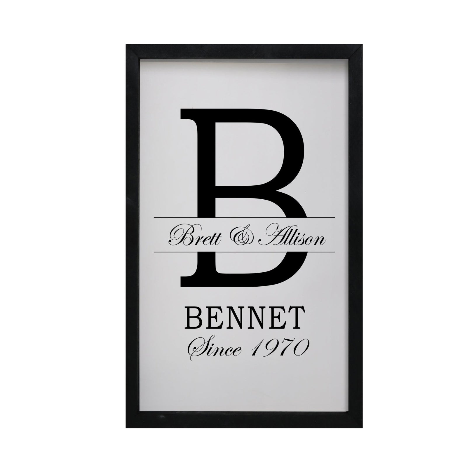 Personalized Modern 12x18in Monogram Letter B - Framed Shadow Box Family Sign Home Decor Wall Art Plaque - LifeSong Milestones
