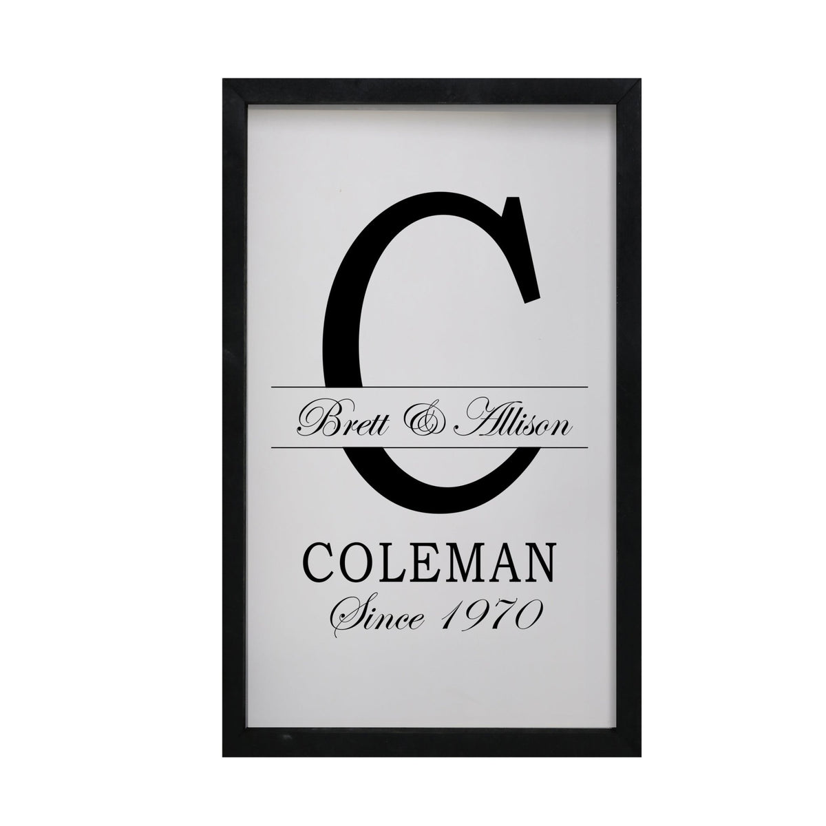 Personalized Modern 12x18in Monogram Letter C - Framed Shadow Box Family Sign Home Decor Wall Art Plaque - LifeSong Milestones