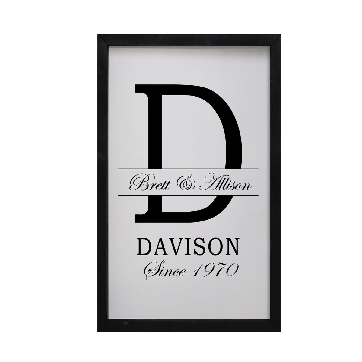 Personalized Modern 12x18in Monogram Letter D - Framed Shadow Box Family Sign Home Decor Wall Art Plaque - LifeSong Milestones