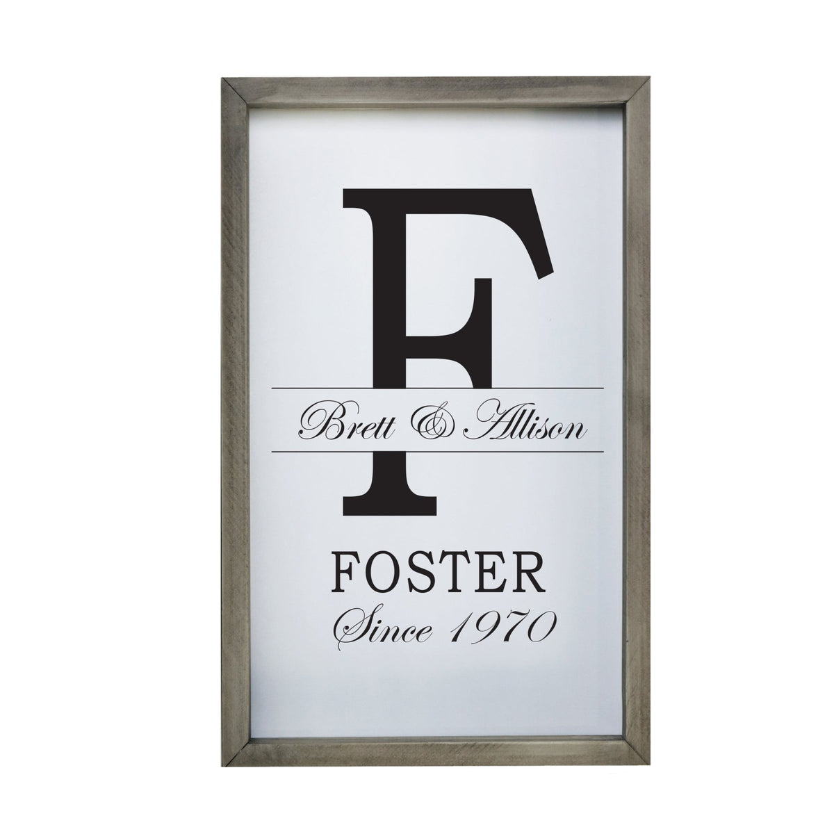 Personalized Modern 12x18in Monogram Letter F - Framed Shadow Box Family Sign Home Décor Wall Art Plaque - LifeSong Milestones
