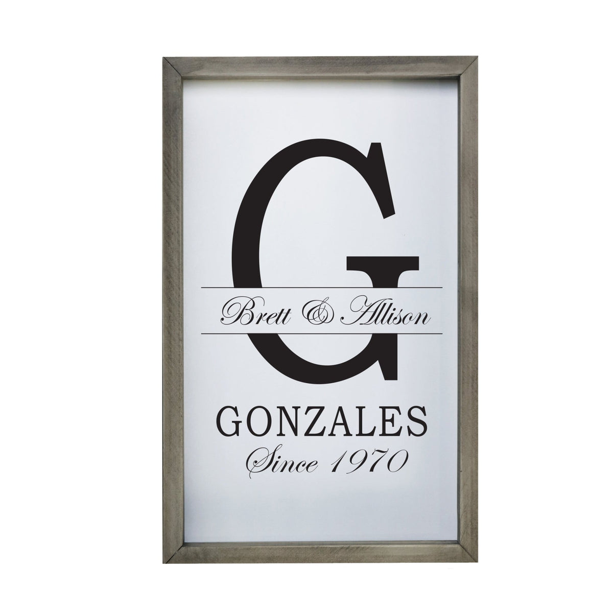Personalized Modern 12x18in Monogram Letter G - Framed Shadow Box Family Sign Home Décor Wall Art Plaque - LifeSong Milestones