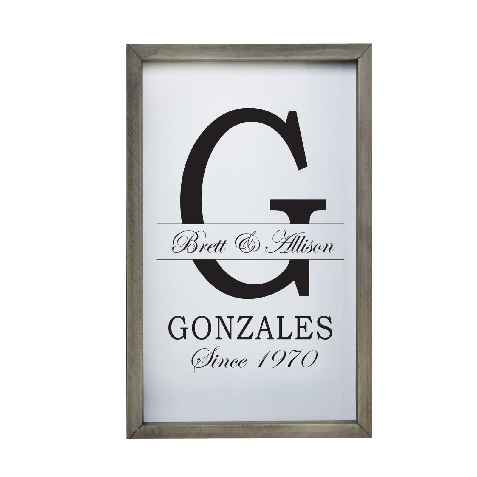 Personalized Modern 12x18in Monogram Letter G - Framed Shadow Box Family Sign Home Décor Wall Art Plaque - LifeSong Milestones