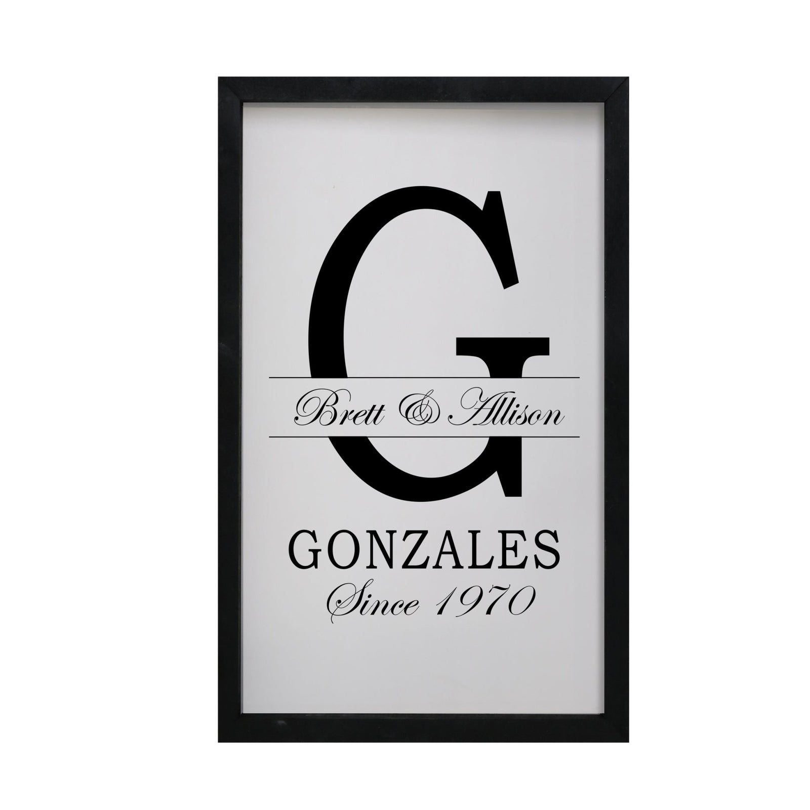 Personalized Modern 12x18in Monogram Letter G - Framed Shadow Box Family Sign Home Décor Wall Art Plaque - LifeSong Milestones