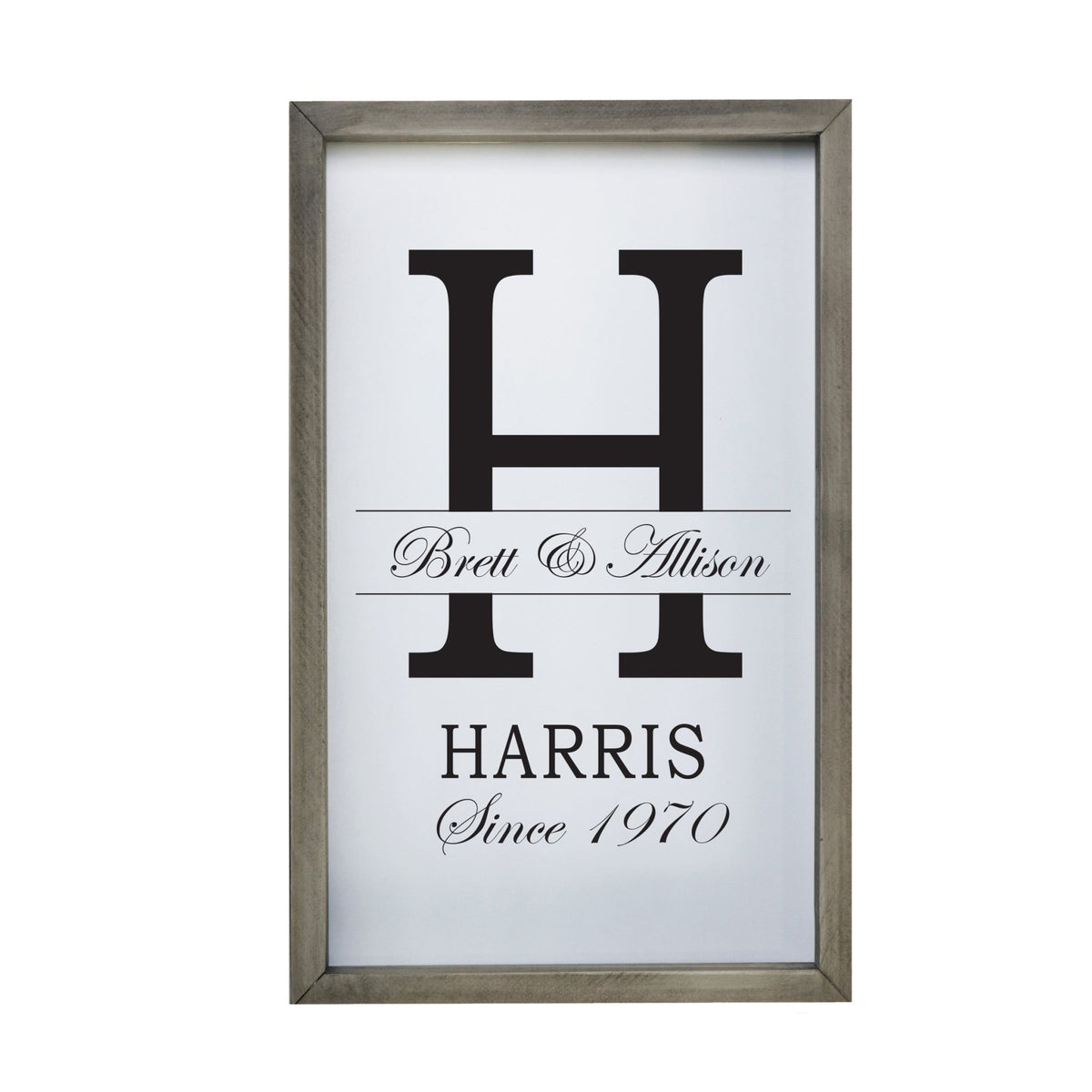 Personalized Modern 12x18in Monogram Letter H - Framed Shadow Box Family Sign Home Décor Wall Art Plaque - LifeSong Milestones