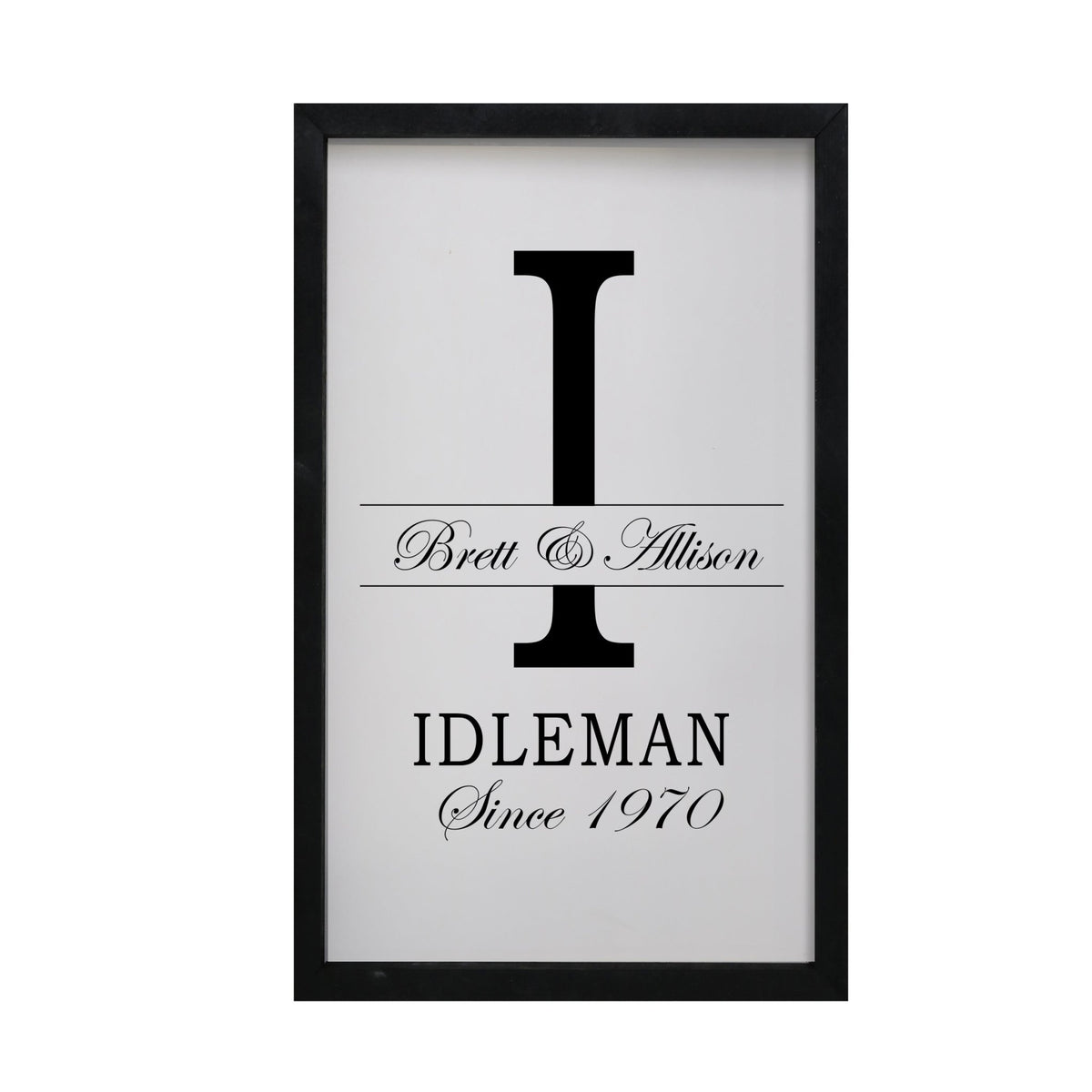 Personalized Modern 12x18in Monogram Letter I - Framed Shadow Box Family Sign Home Décor Wall Art Plaque - LifeSong Milestones